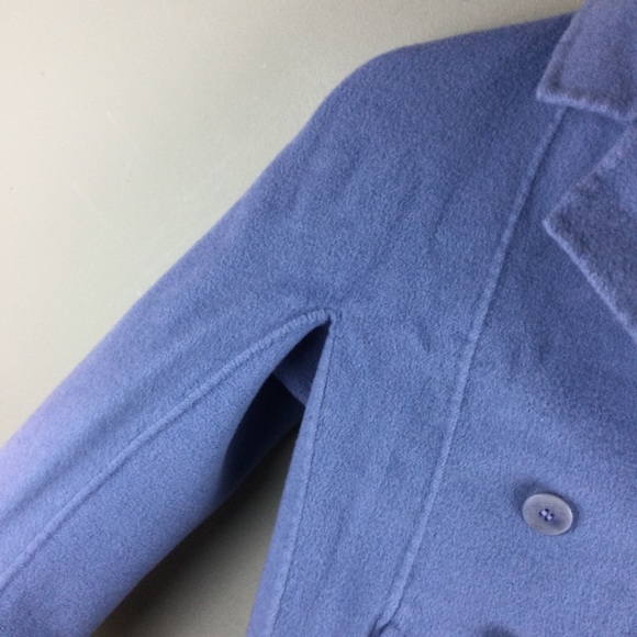 Talbots Wool Blend Double Breasted Notched Lapel 3/4 Sleeve Blue Pea Coat Sz 12P - Picture 6 of 10